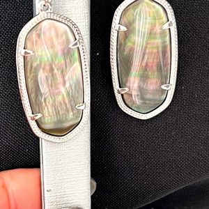 NWT Kendra Scott Elle Earrings Black Pearl & Silver Gorgeous Stones RARE!